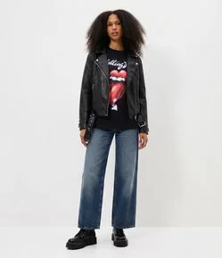 Camiseta em Algodão com Estampa Rolling Stones
