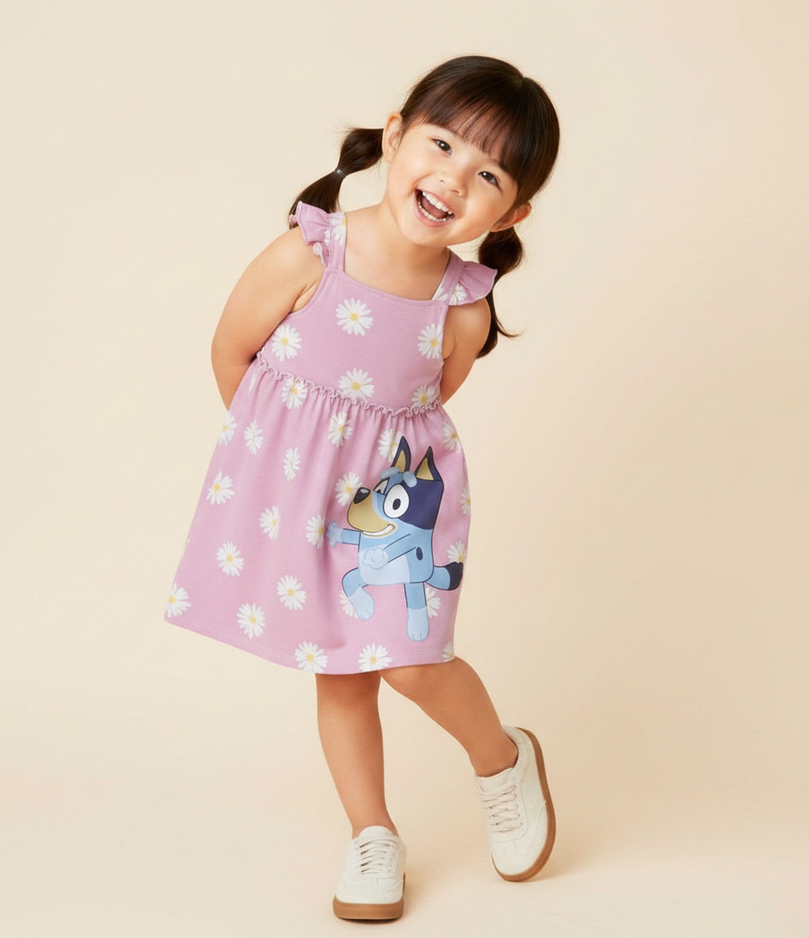 Vestido Infantil Bluey em Meia Malha - Tam 1 a 14 Anos Rosa 1