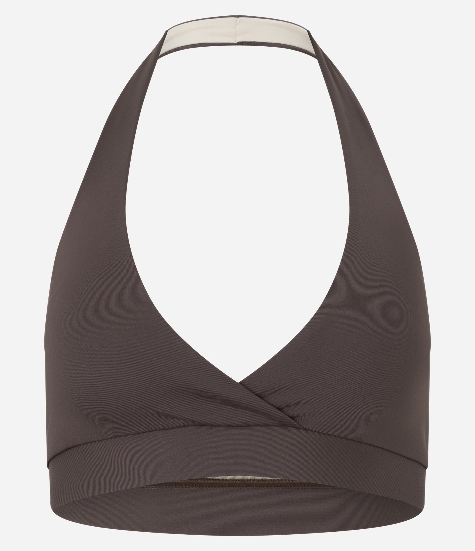 Top Frente Único Esportivo em Microfibra Marrom 1