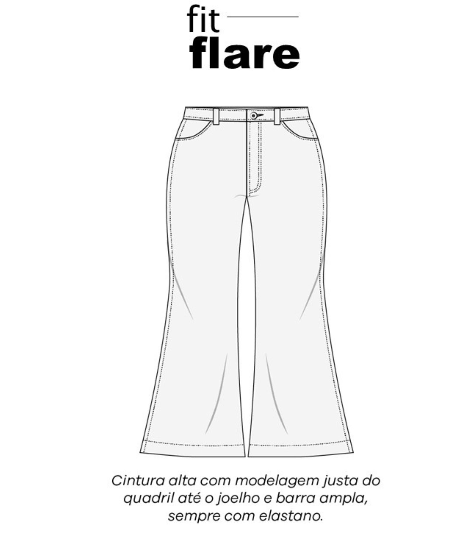 Calça Flare em Jeans com Botões Frontais Curve & Plus Size Azul 10