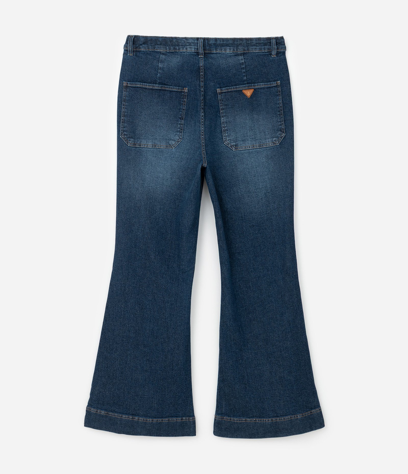 Calça Flare em Jeans com Botões Frontais Curve & Plus Size Azul 2