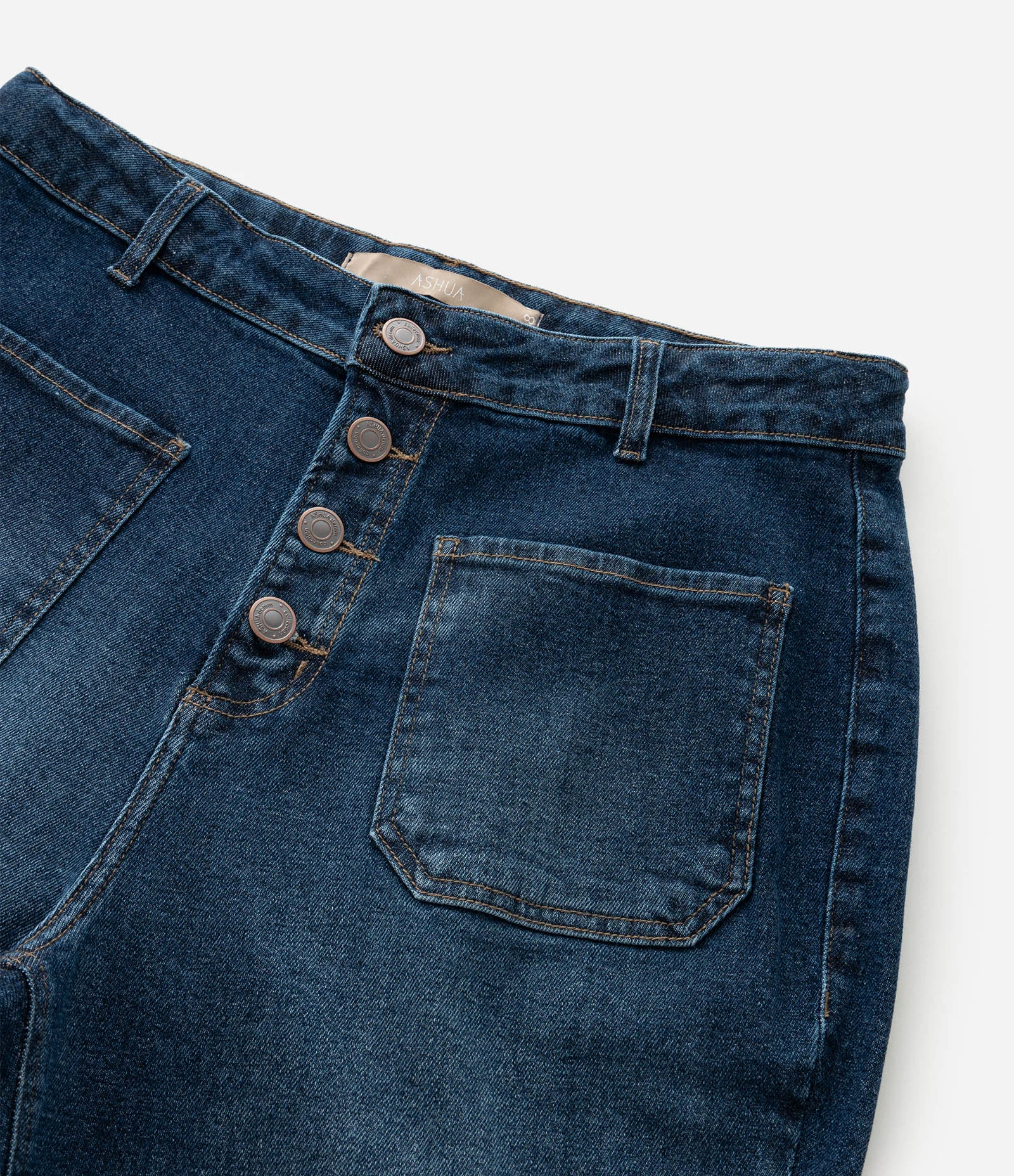 Calça Flare em Jeans com Botões Frontais Curve & Plus Size Azul 4