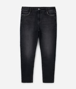 Calça Jeans Skinny Preta com Tachas Curve & Plus Size