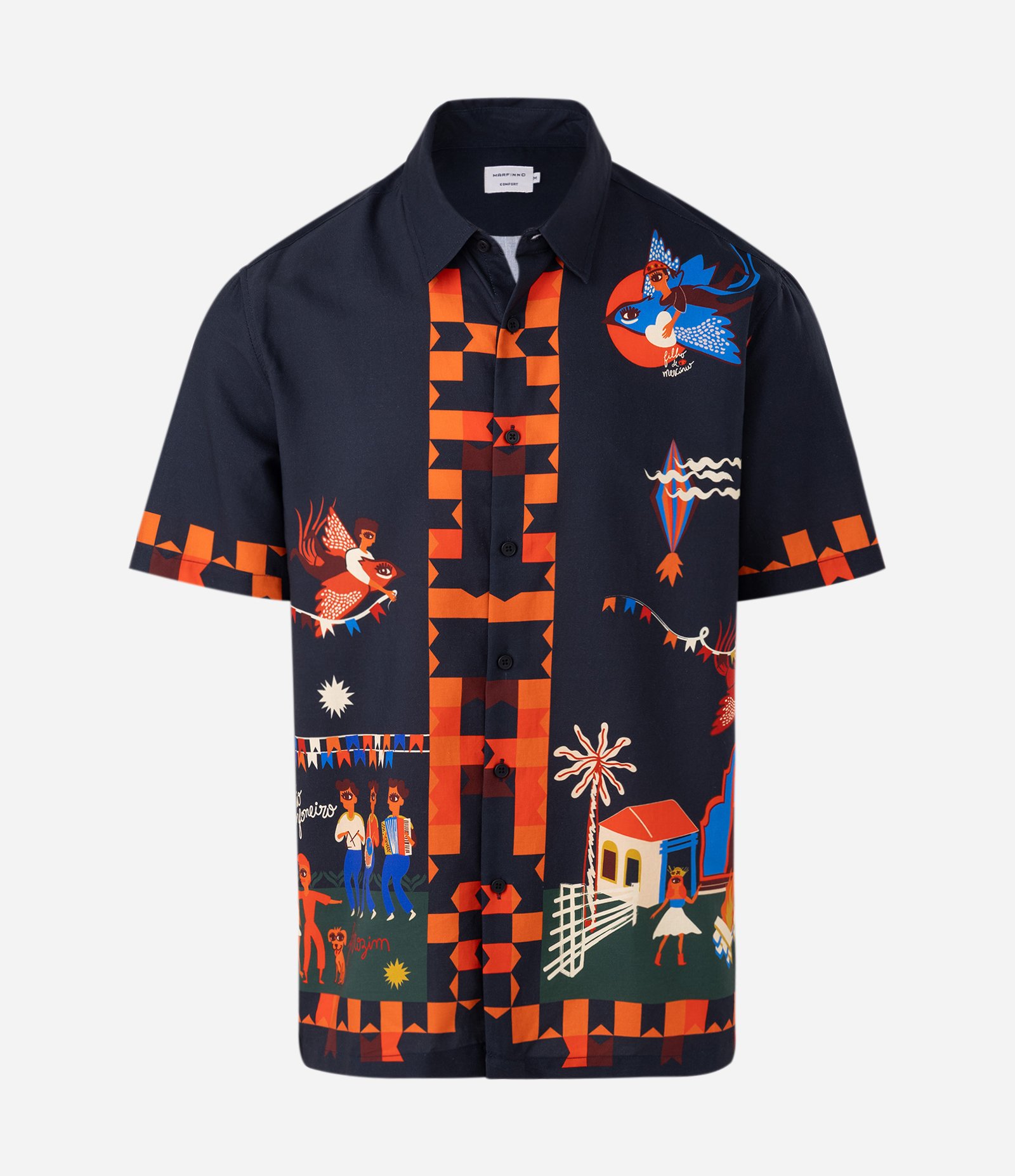 Camisa com Estampa Cena Festa de Alceu Valença Azul 4