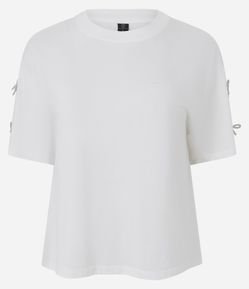 Camiseta em Algodão com Laços Brilhantes nas Mangas