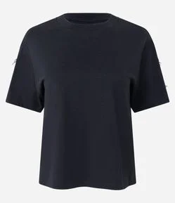 Camiseta em Algodão com Laços Brilhantes nas Mangas