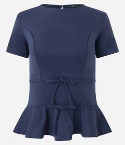 Blusa Peplum em Ponto Roma com Lacinhos