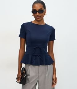 Blusa Peplum em Ponto Roma com Lacinhos