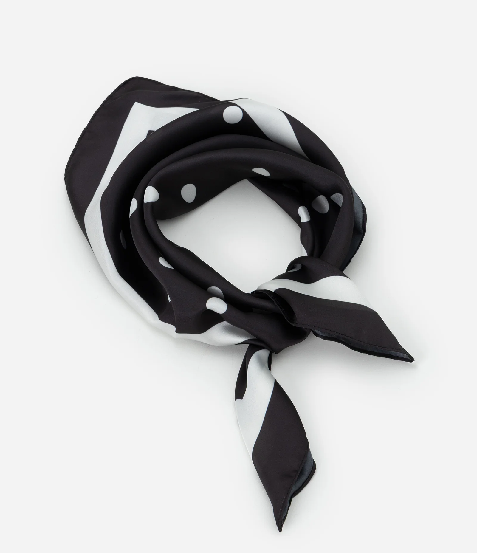 Lenço Acetinado Presenteável com Estampa Poá Preto 1