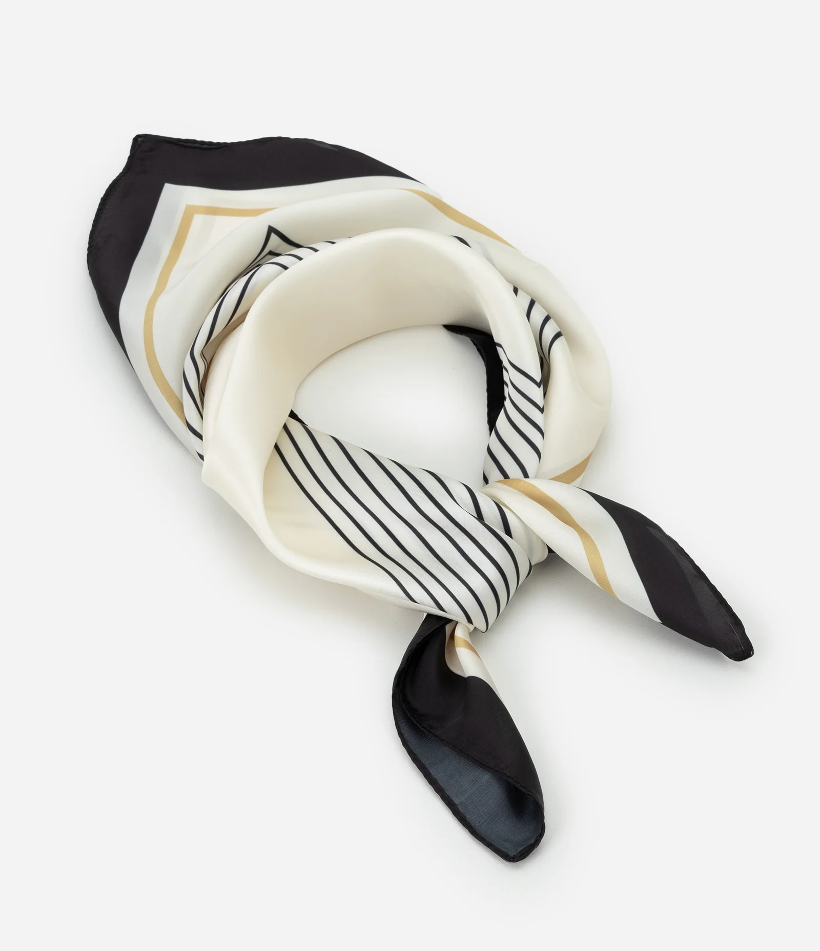 Lenço Acetinado Presenteável com Estampa Listrada Off White 1