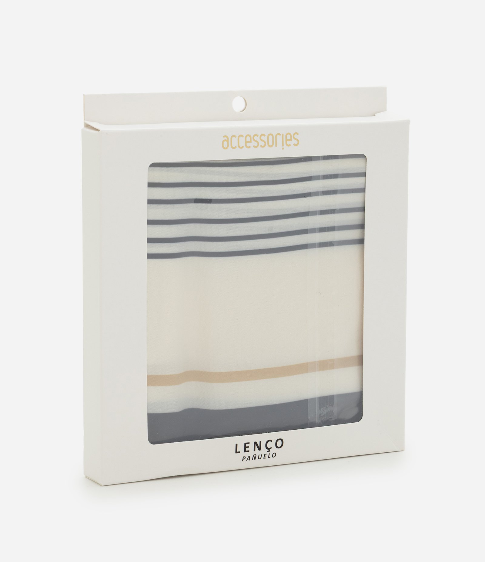 Lenço Acetinado Presenteável com Estampa Listrada Off White 3