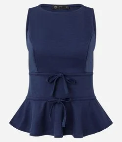 Blusa Peplum em Ponto Roma com Lacinhos