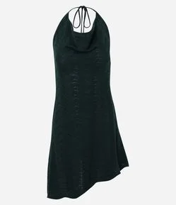 Vestido Curto Sem Manga em Crochê com Decote Degagê