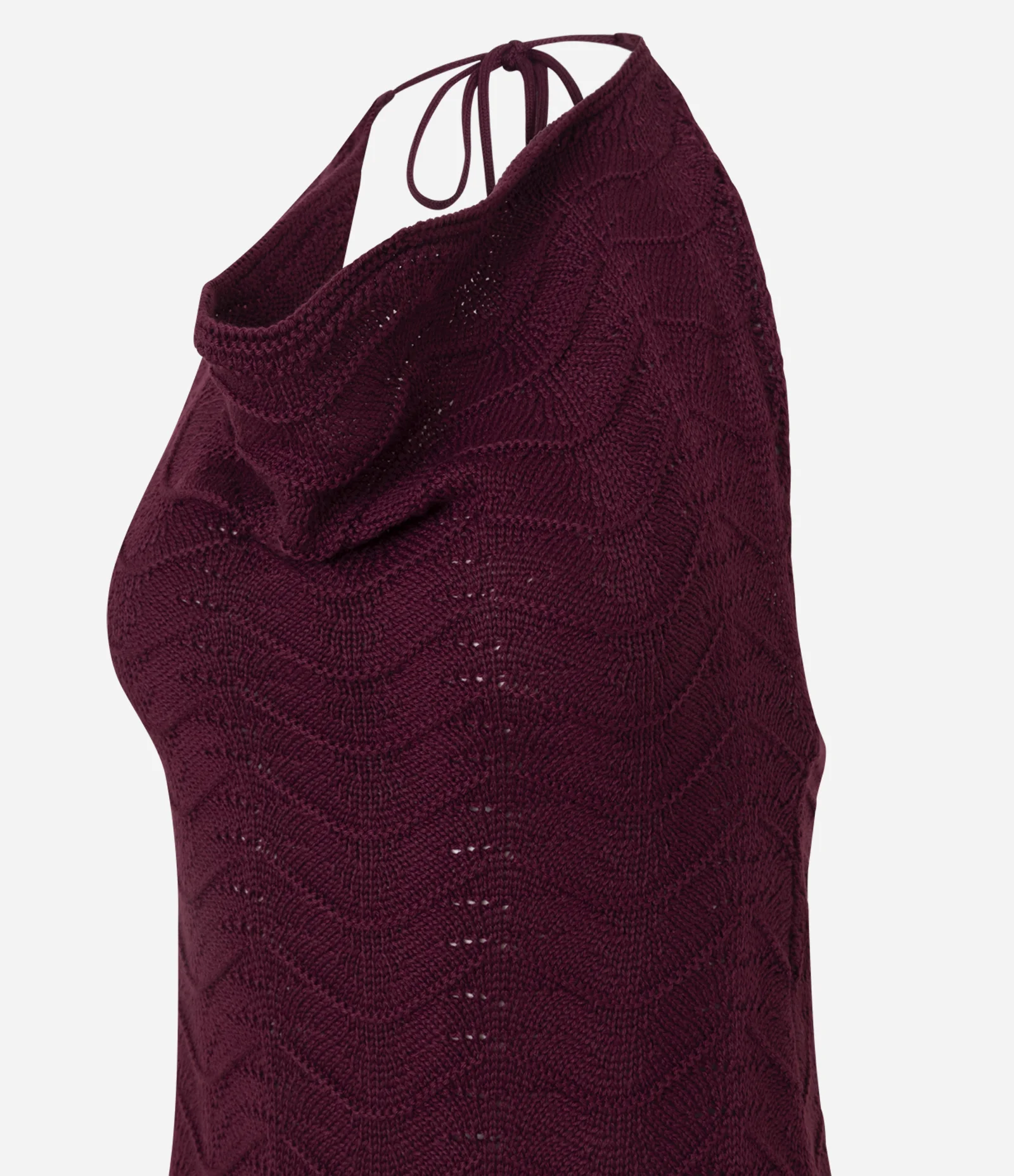 Vestido Curto Sem Manga em Crochê com Decote Degagê Vermelho 2