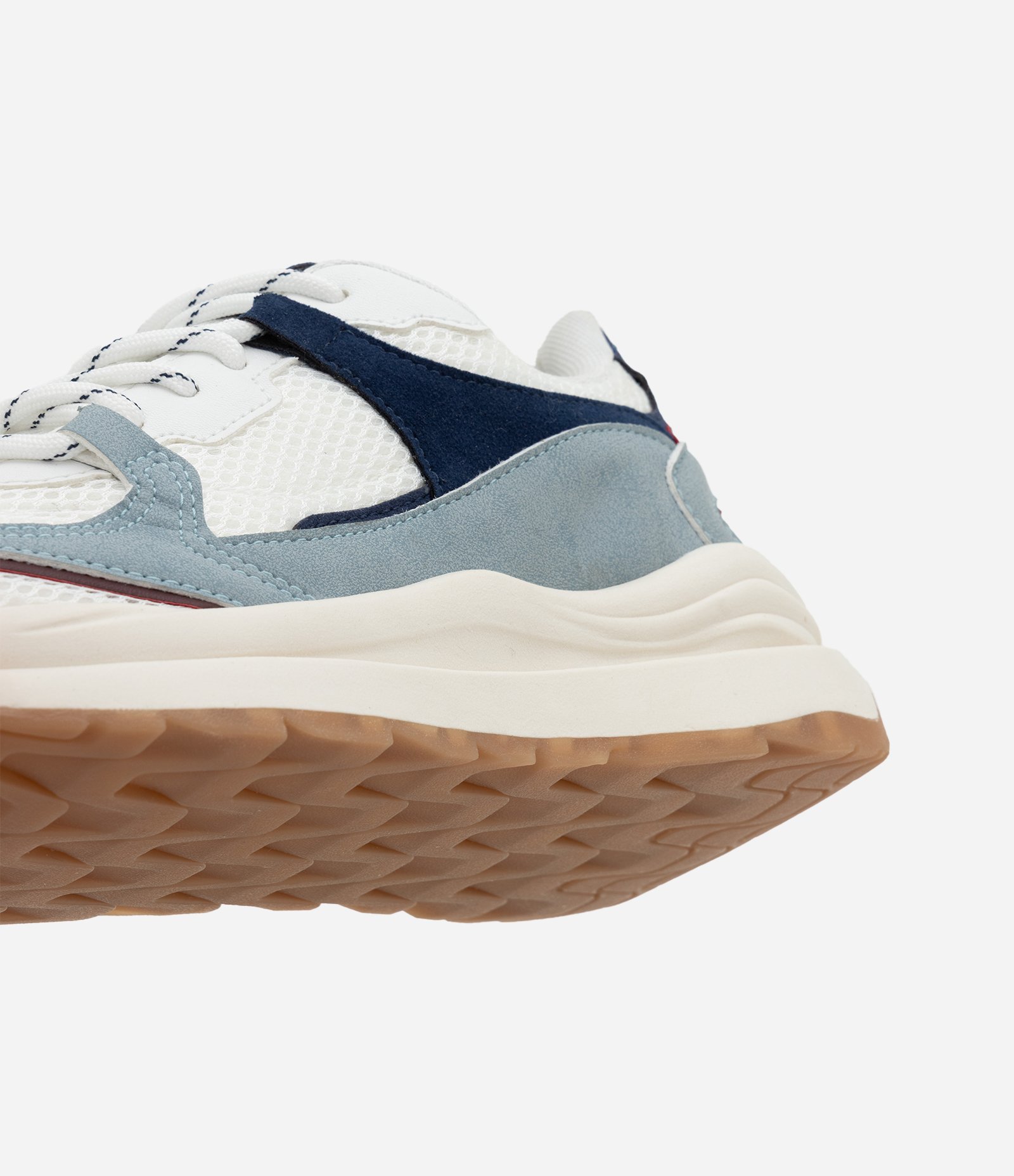 Tênis Jogging em PU com Recortes Contrastantes Branco/Azul 4