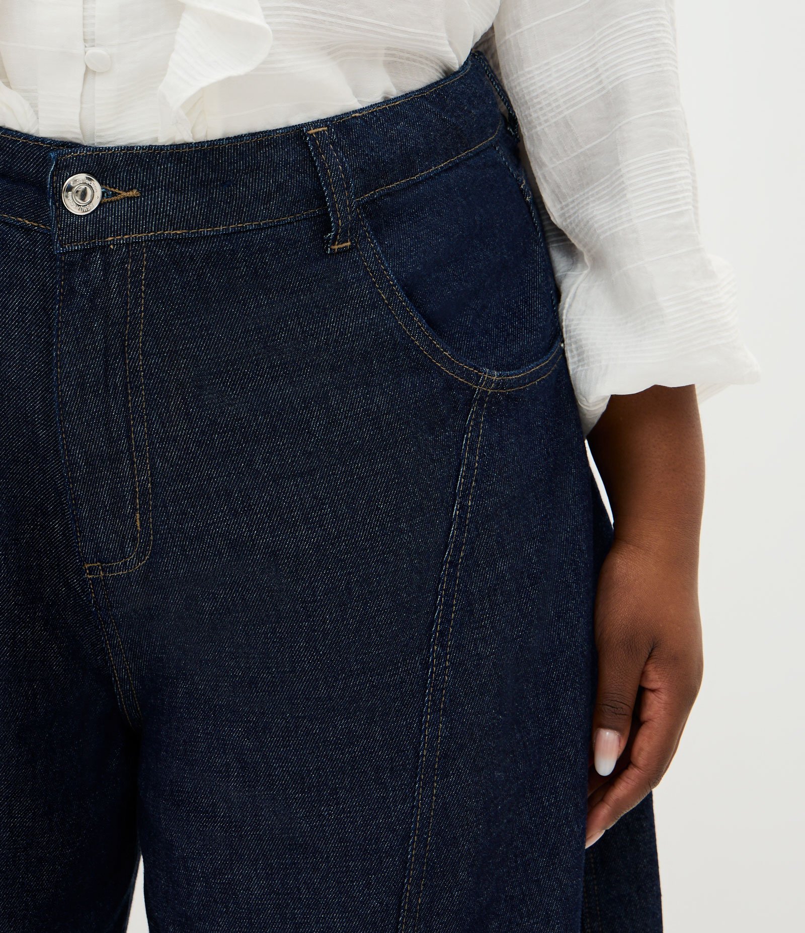 Calça Barrel em Jeans Raw Curve & Plus Size Azul 3