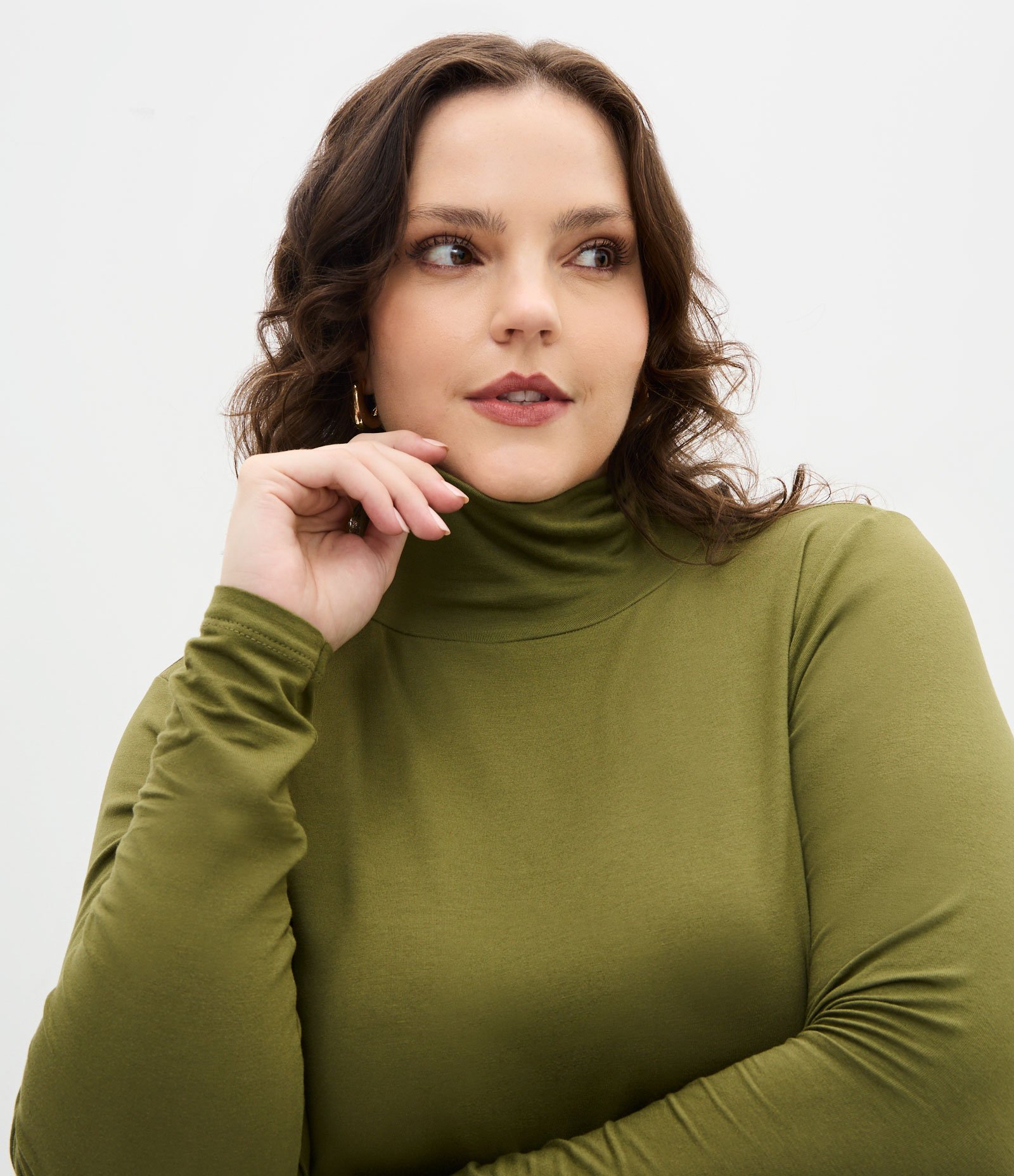 Blusa Gola Alta em Viscolycra Curve & Plus Size Verde 3