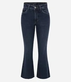 Calça Flare Cropped em Jeans com Cintura Média