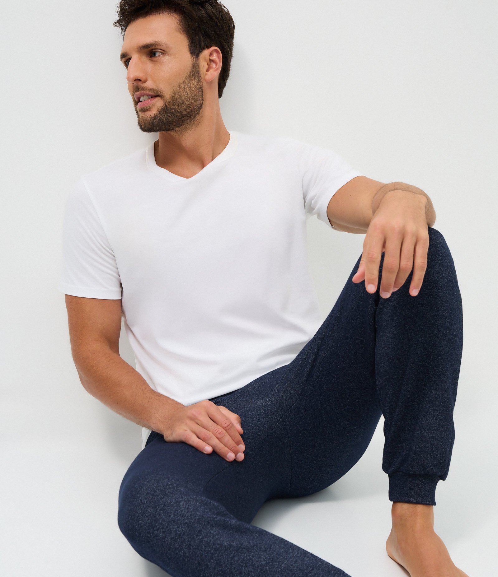 Calça Jogger de Pijama em Moletom Liso Azul 1