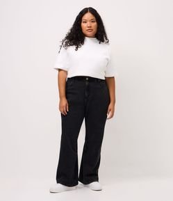 Calça Jeans Wide Leg Marmorizada Curve & Plus Size