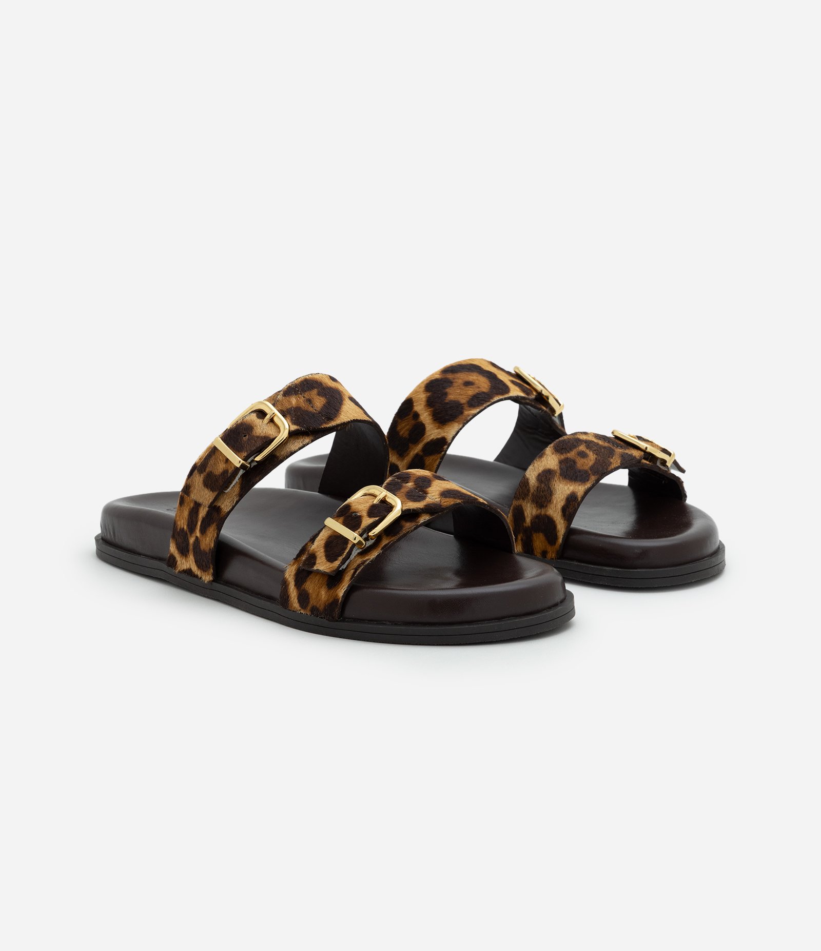 Rasteira em Couro com Estampa Animal Print Marrom 3