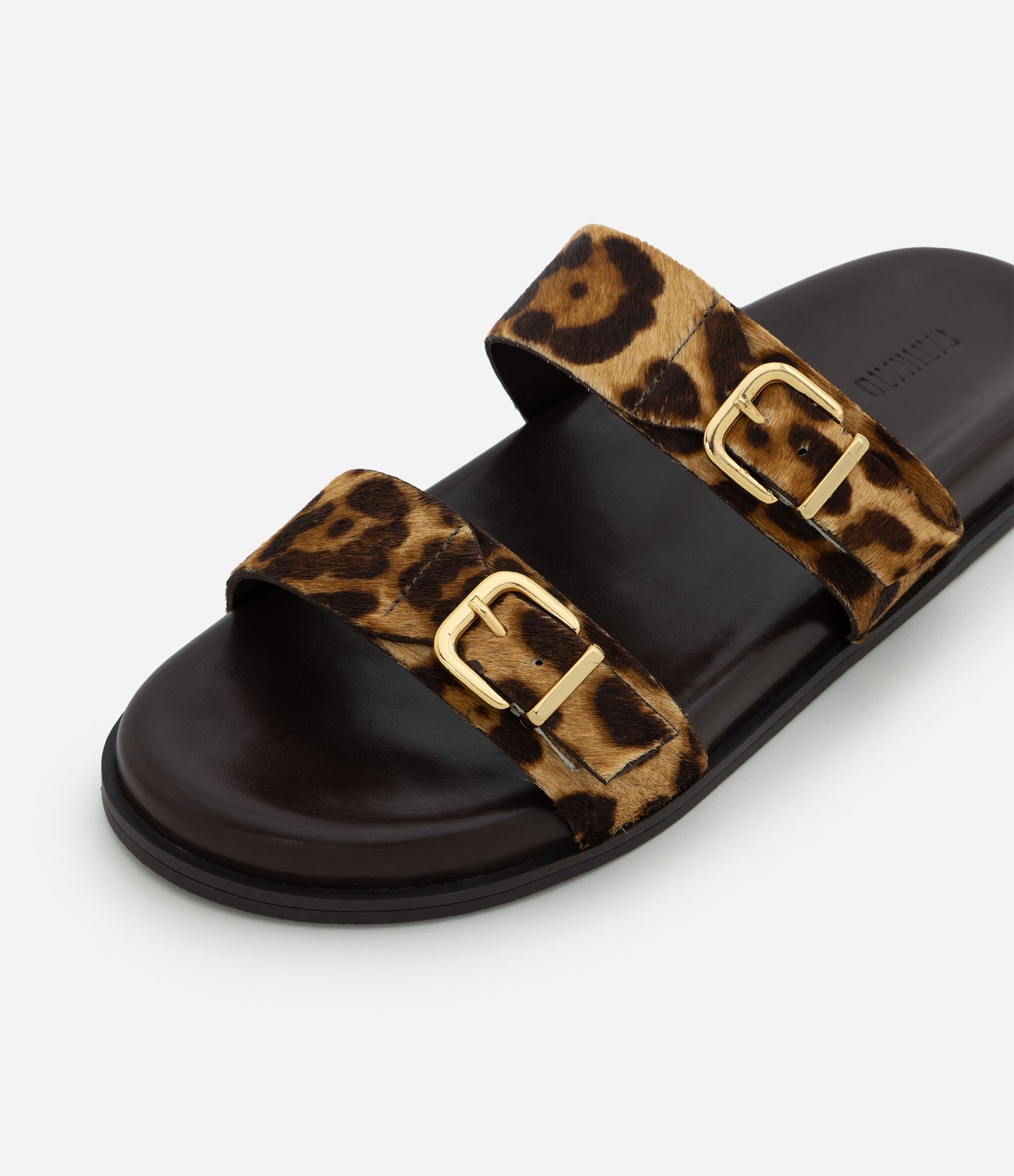 Rasteira em Couro com Estampa Animal Print Marrom 5