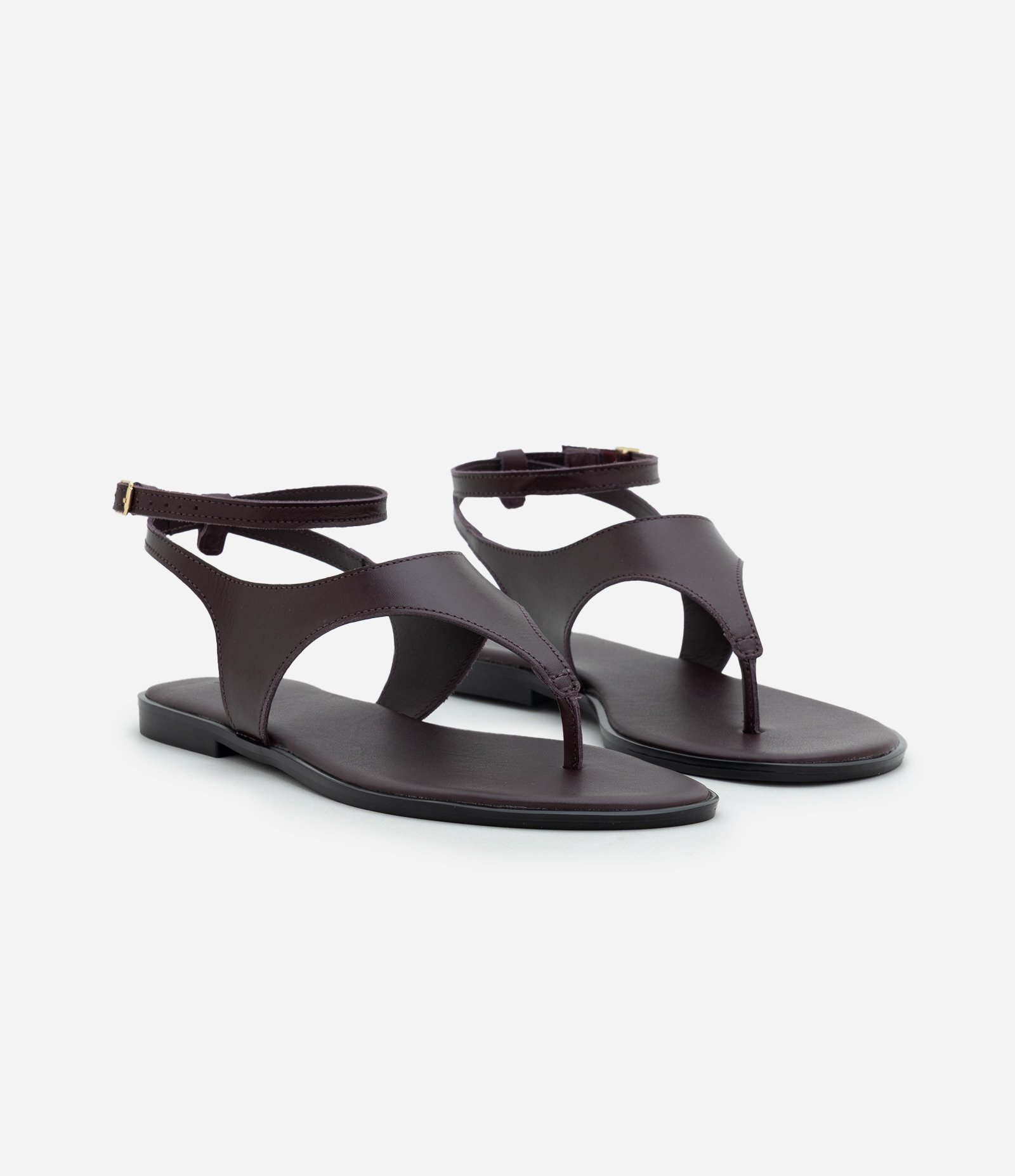 Rasteira de Dedo em Couro com Tira Ajustável Vinho 2