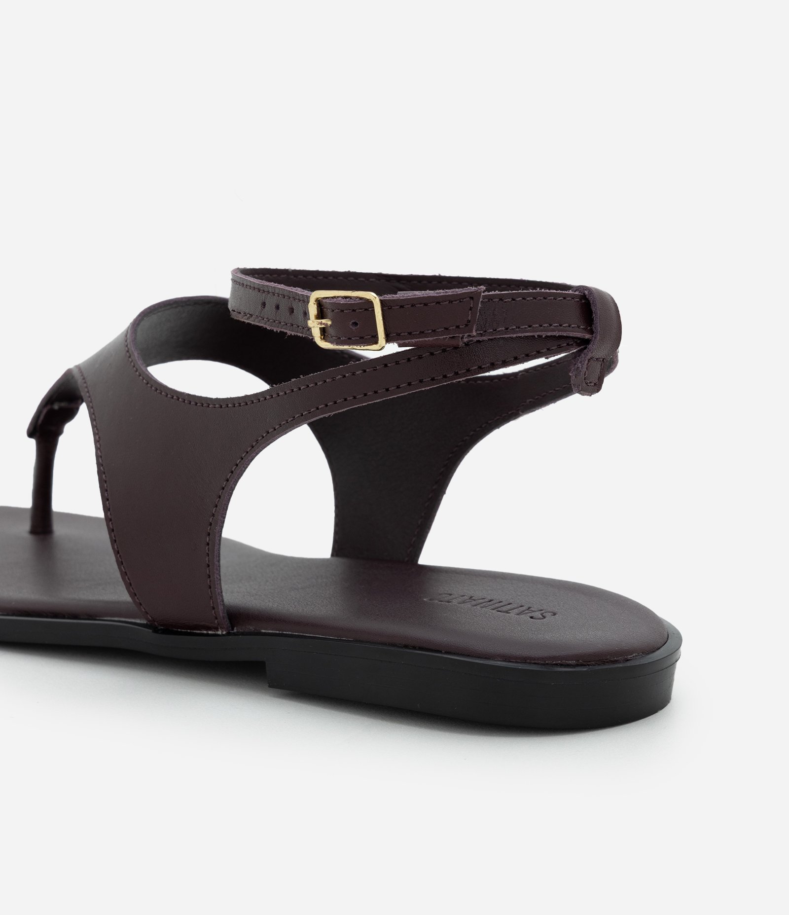 Rasteira de Dedo em Couro com Tira Ajustável Vinho 3