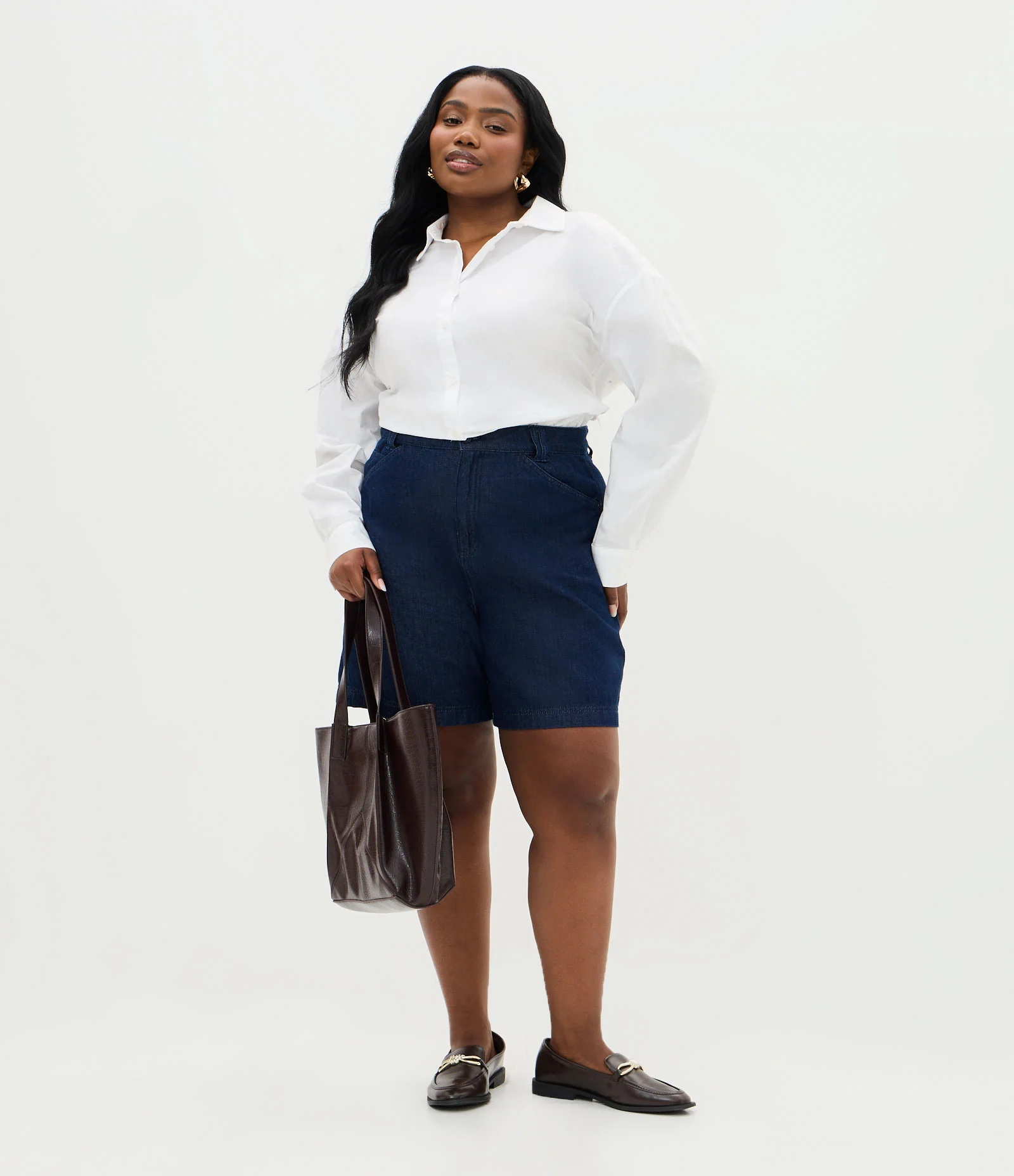 Bermuda Jeans Raw de Alfaiataria Curve & Plus Size Azul 1