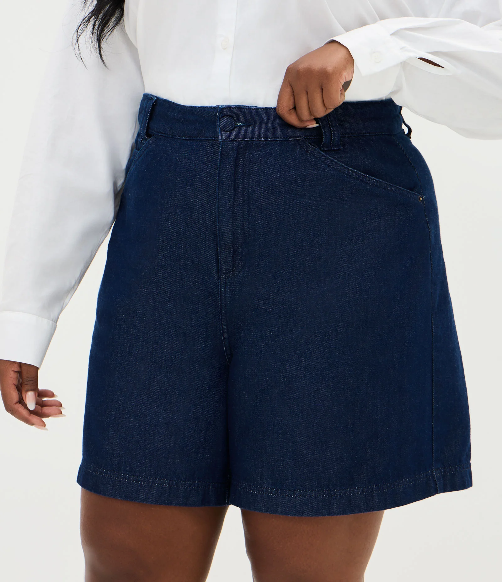 Bermuda Jeans Raw de Alfaiataria Curve & Plus Size Azul 2