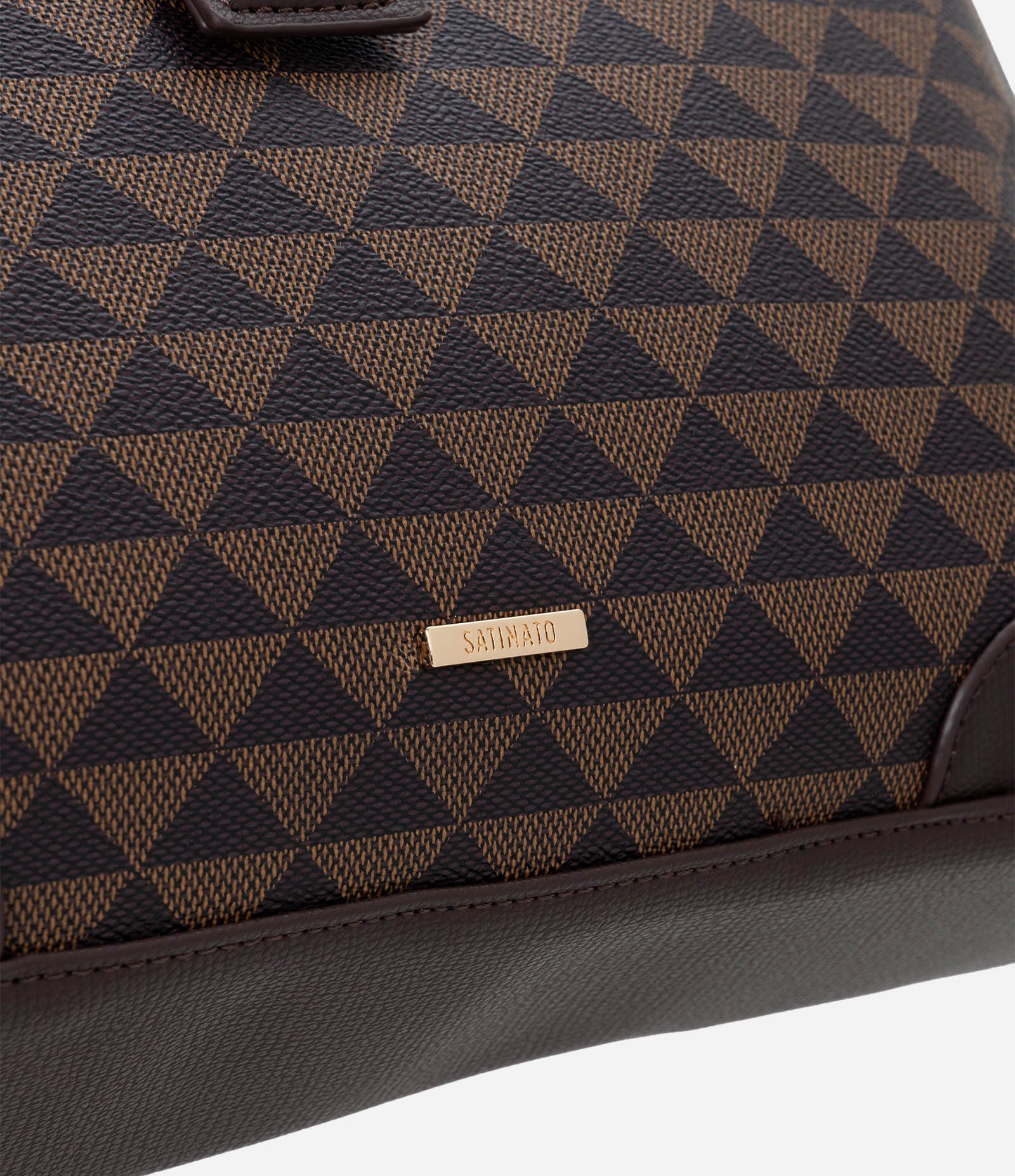 Bolsa Hobo Grande com Estampa Triângulos Marrom 4
