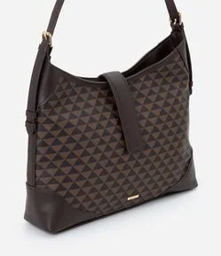 Bolsa Hobo Grande com Estampa Triângulos
