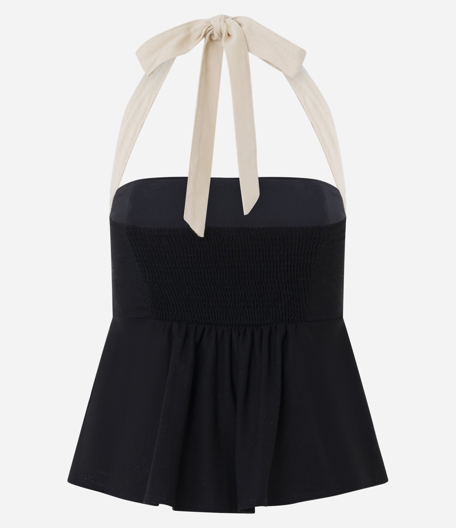 Blusa Frente Única em Viscolinho com Decote Quadrado Preto 6