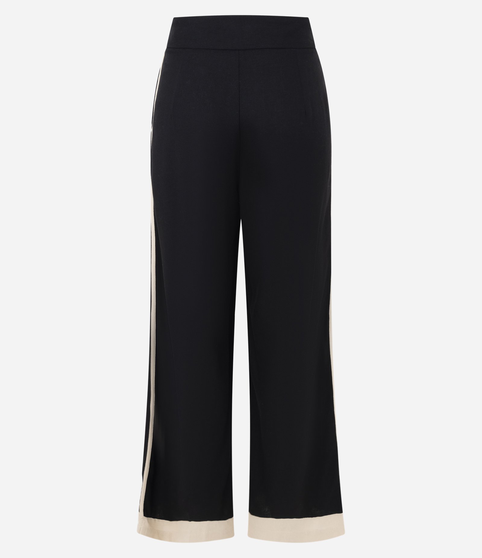 Calça Pantalona em Viscolinho com Detalhes Contrastantes Preto 6