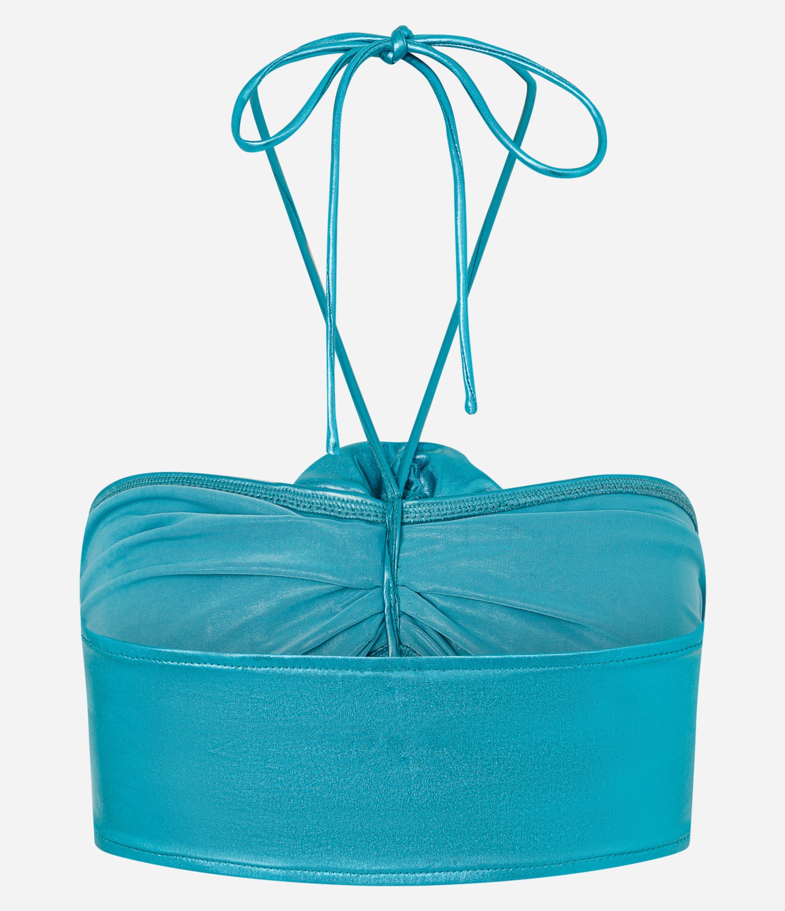 Top Super Cropped Metalizado com Flor Central Algiers Blue 5