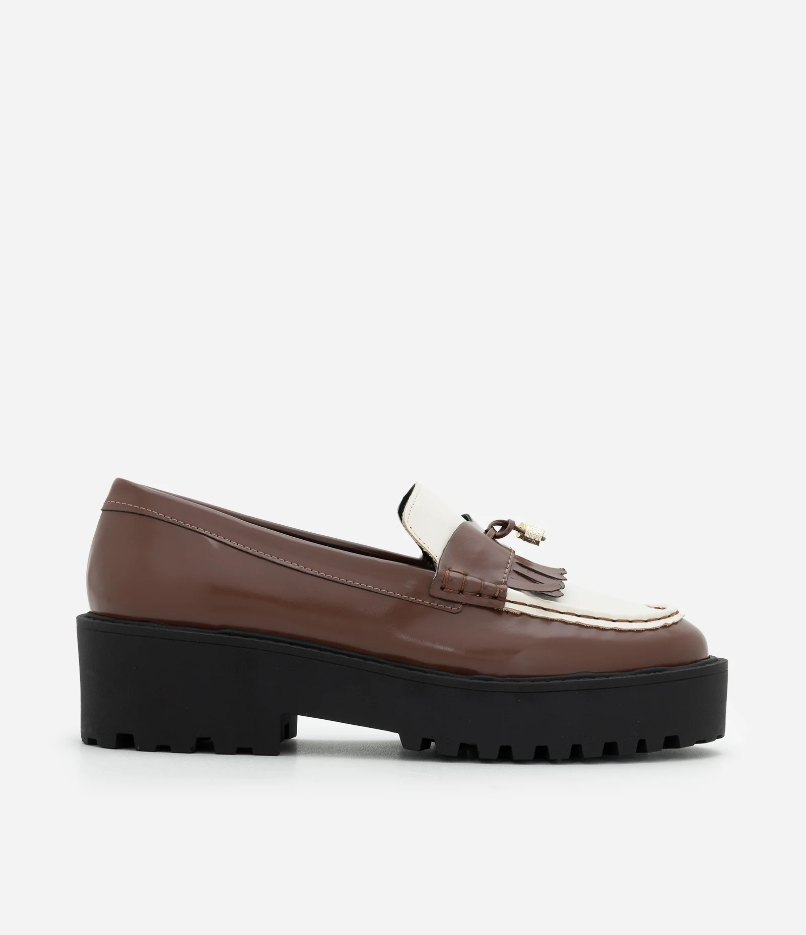 Mocassim Loafer em PU com Sola Tratorada Marrom 1