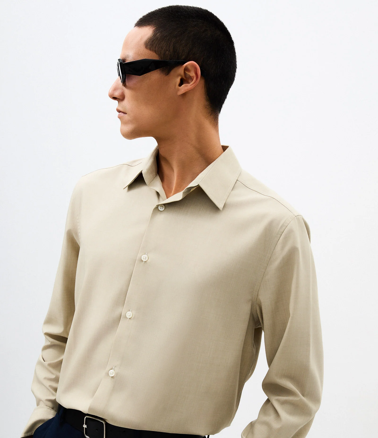 Camisa Regular Performance em Fil a Fil Bege 1