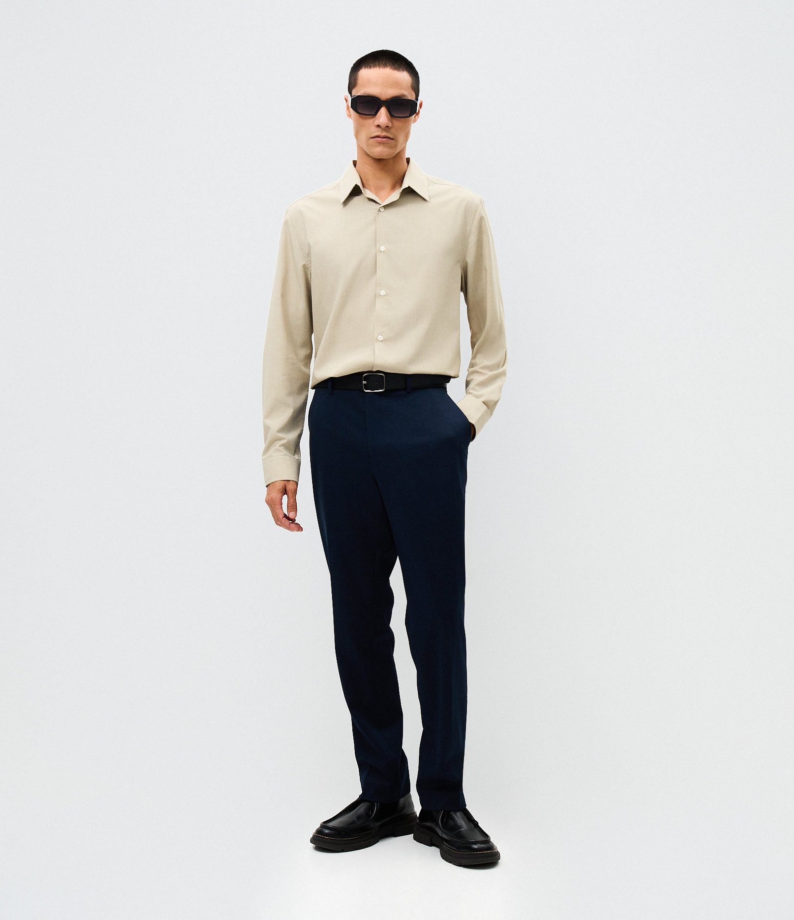 Camisa Regular Performance em Fil a Fil Bege 2