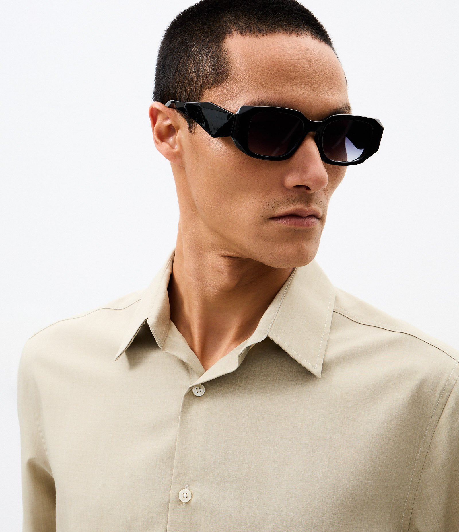 Camisa Regular Performance em Fil a Fil Bege 3
