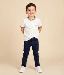 Calça Skinny Infantil em Sarja com Bolso Faca - Tam 1 a 4 anos