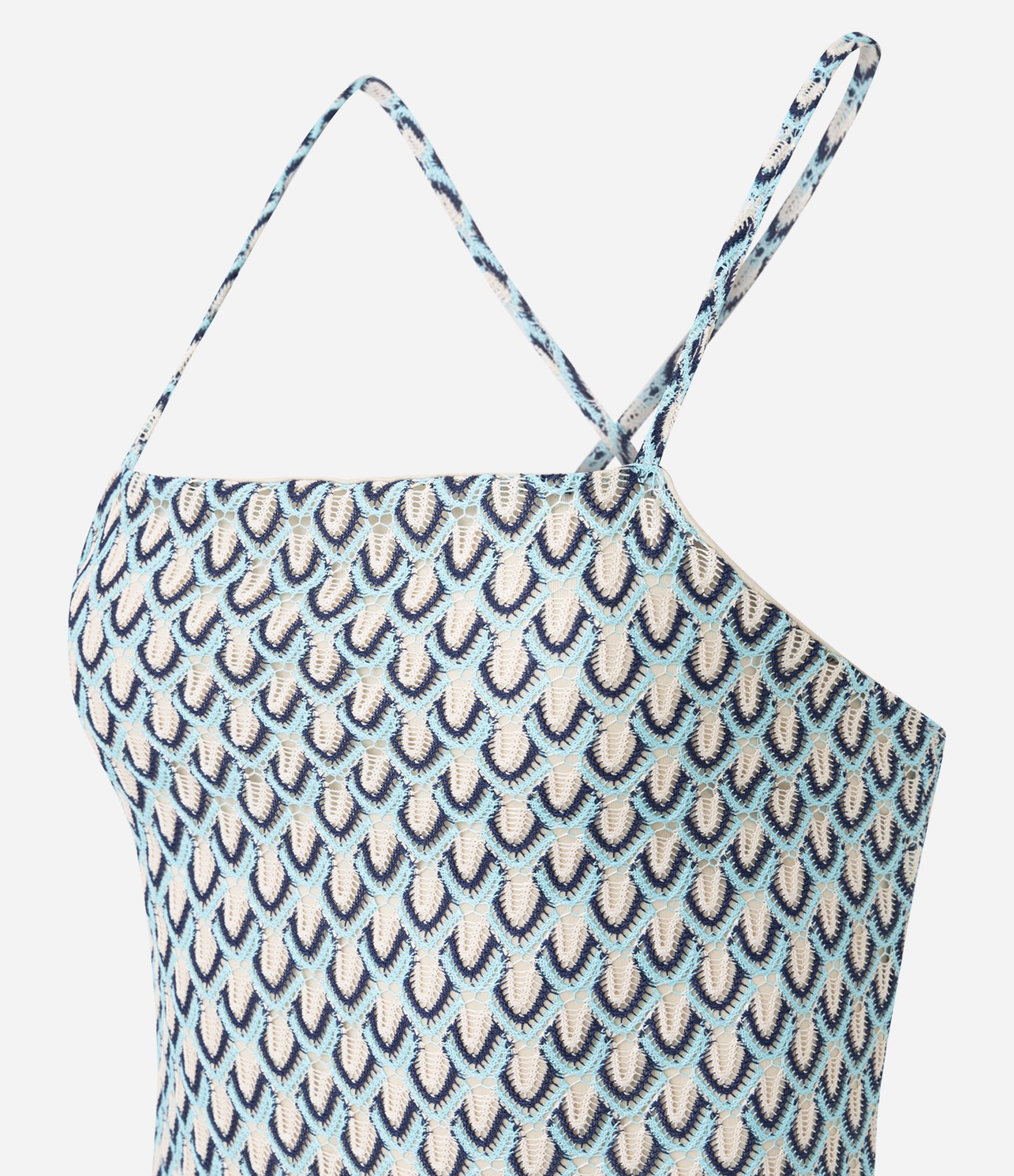 Vestido Longo Texturizado de Alcinha com Fenda Lateral Azul 6