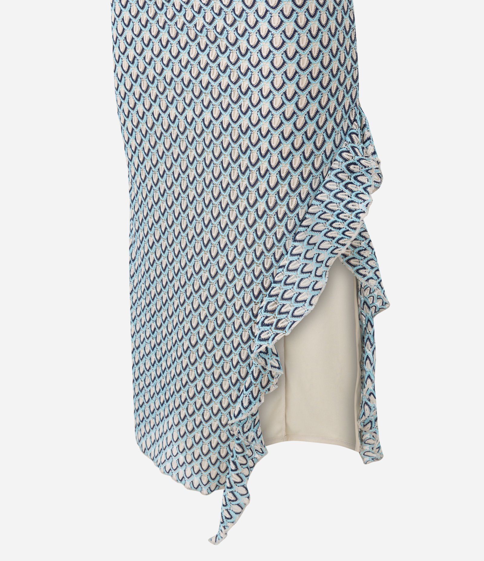 Vestido Longo Texturizado de Alcinha com Fenda Lateral Azul 7