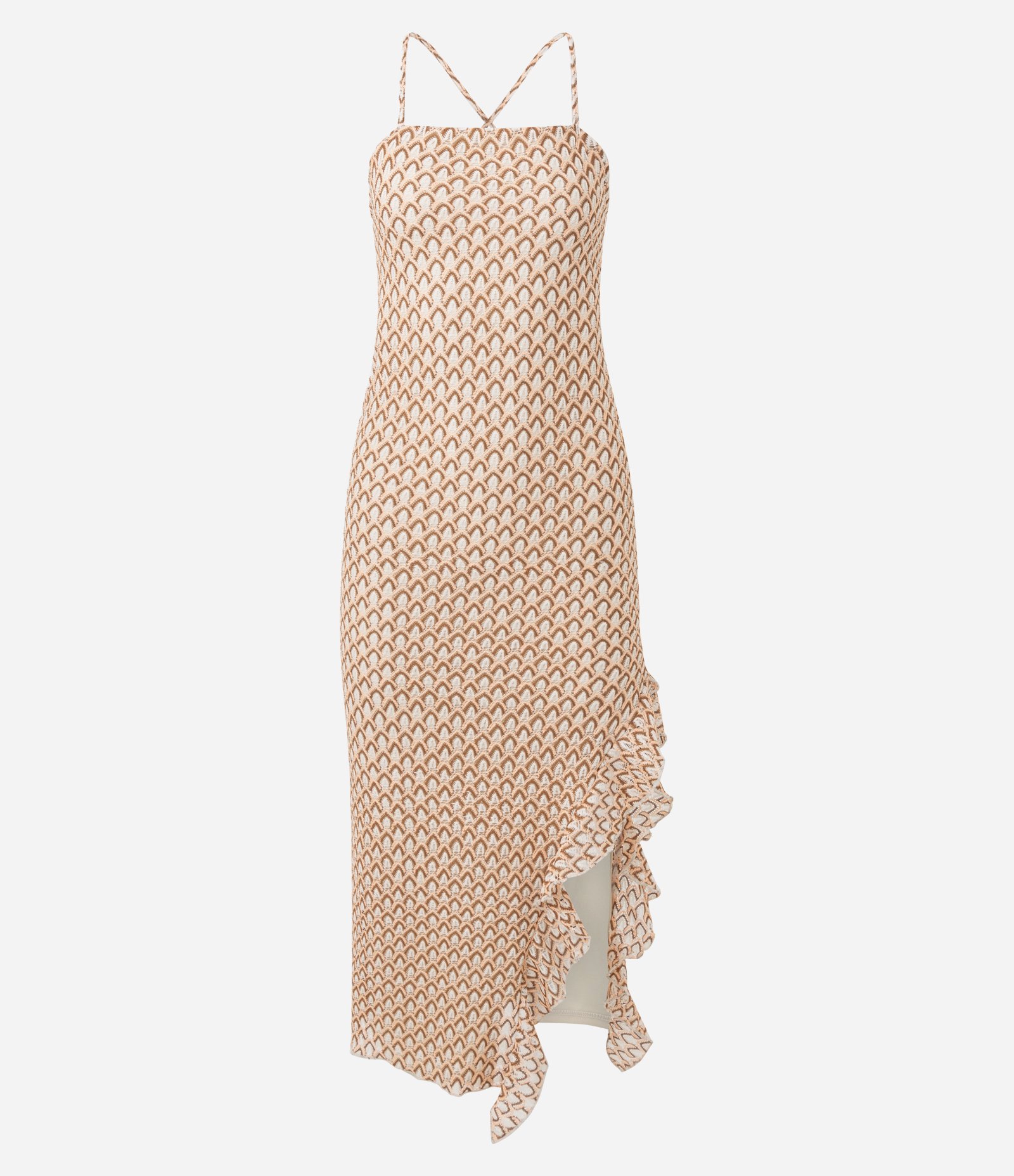 Vestido Longo Texturizado de Alcinha com Fenda Lateral Laranja 5