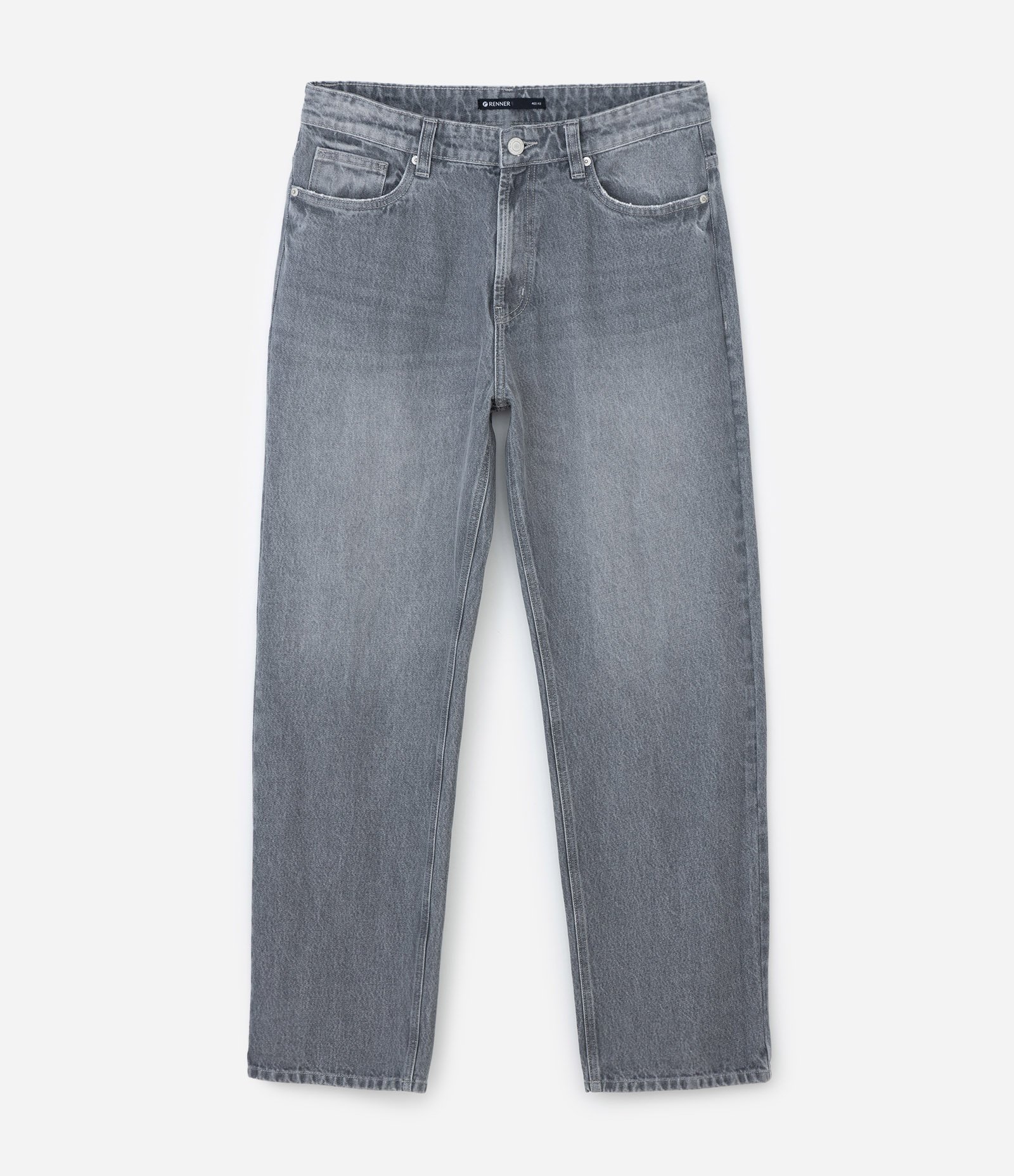 Calça  em Jeans Reta Vintage Cinza 4