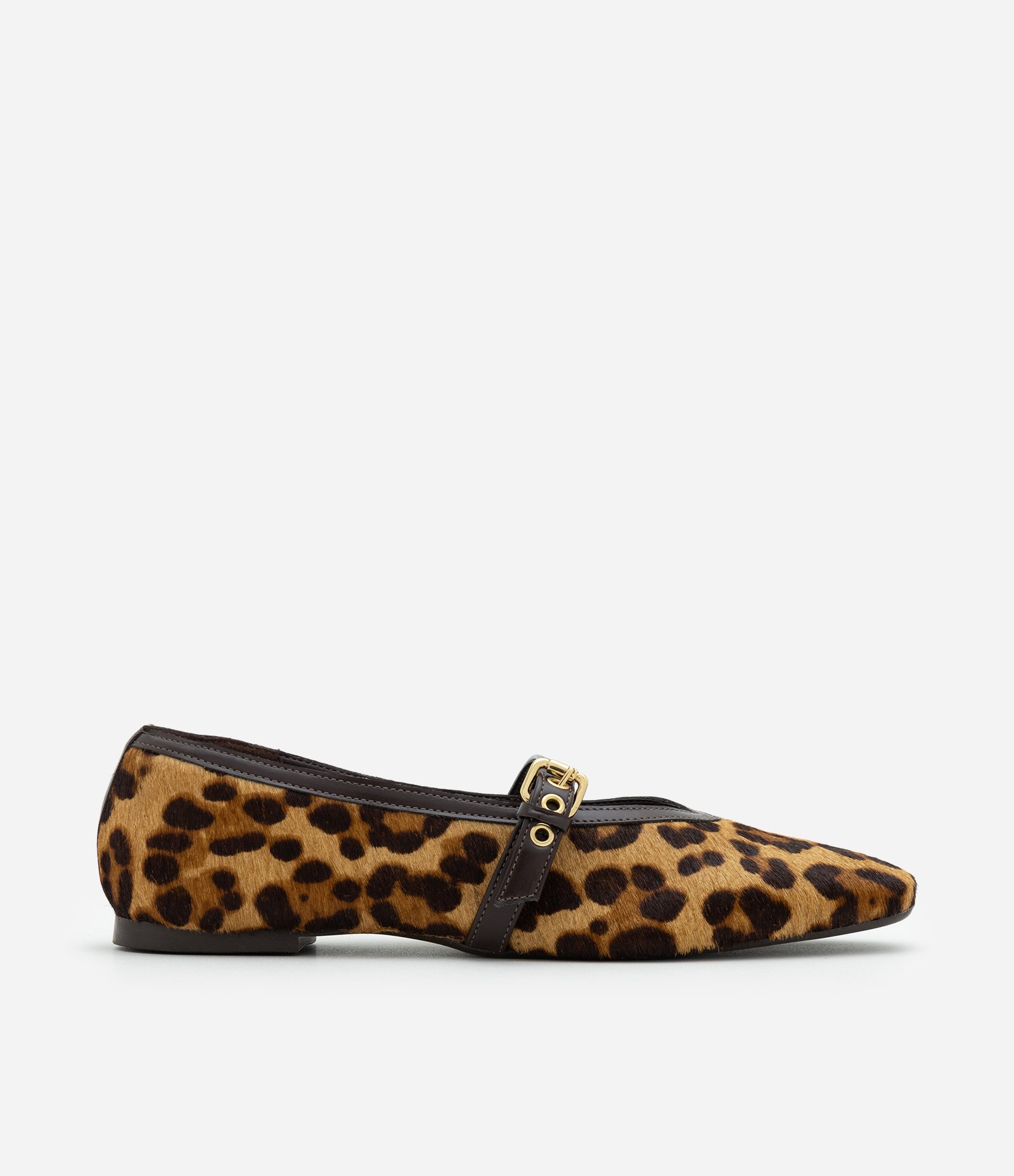 Sapatilha Mary Jane em Couro com Estampa Animal Print Marrom 1
