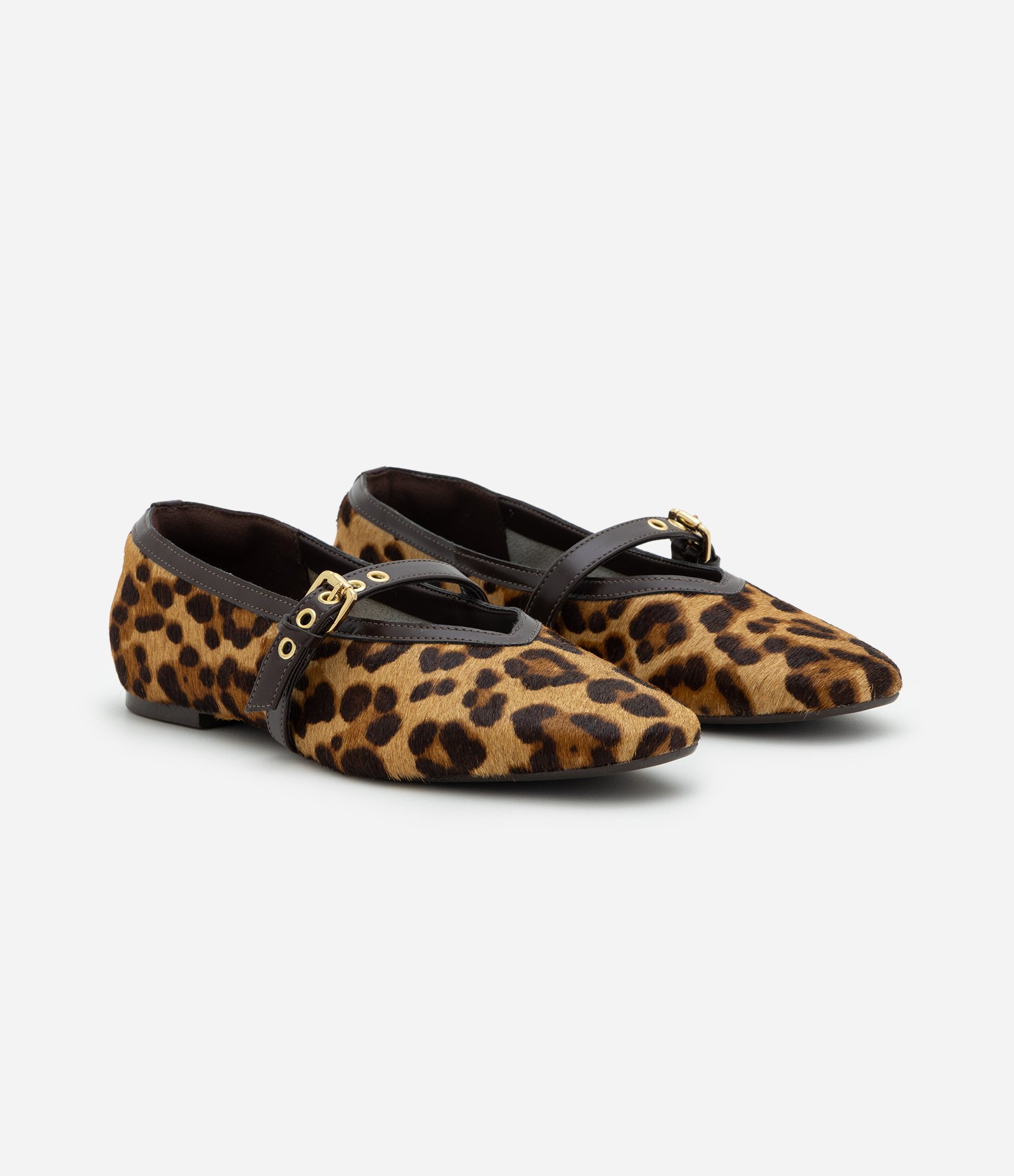 Sapatilha Mary Jane em Couro com Estampa Animal Print Marrom 3