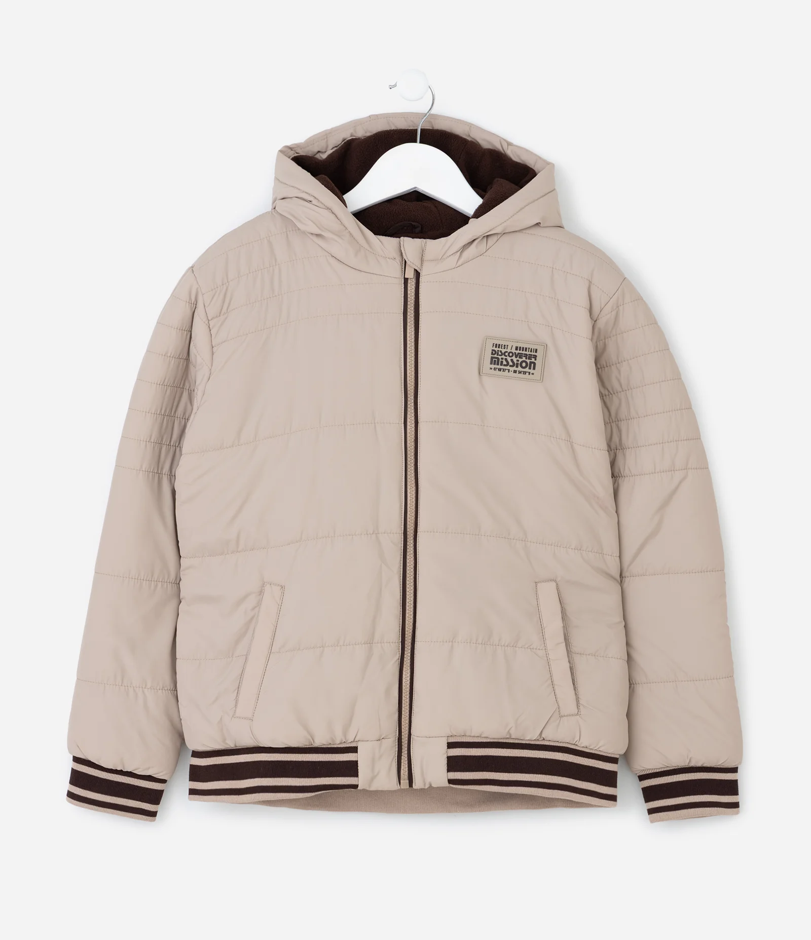 Jaqueta Infantil Puffer com Patch Emborrachado – Tam 5 a 14 Anos Bege Claro 2