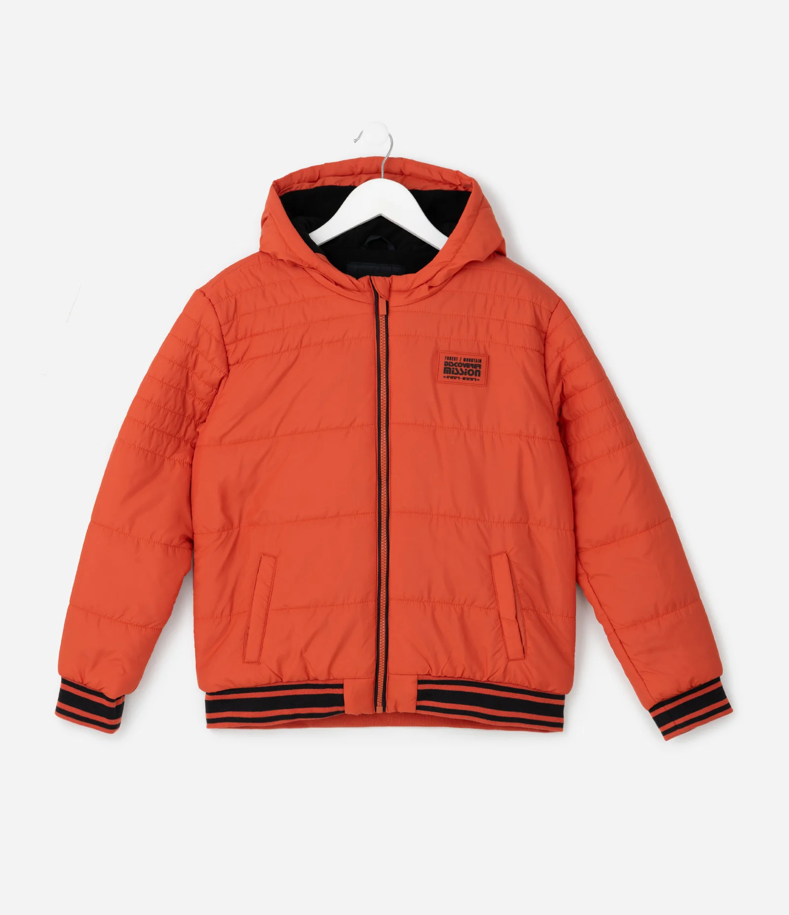 Jaqueta Infantil Puffer com Patch Emborrachado – Tam 5 a 14 Anos Laranja 1