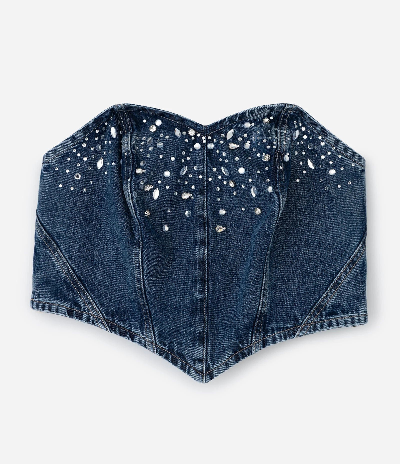 Top Jeans Tomara que Caia com Brilhos Curve & Plus Size Azul 1