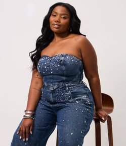 Top Jeans Tomara que Caia com Brilhos Curve & Plus Size